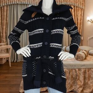 Superdry Heavy Knit Nordic Wrap Tie Cardigan Sweater M